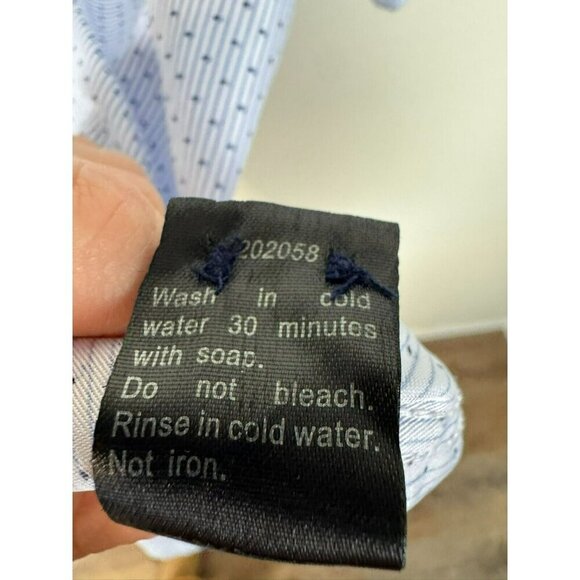 BC Collection Button Up Shirt Mens Size Large Blue White Blue Short Sleeve - Picture 11 of 11